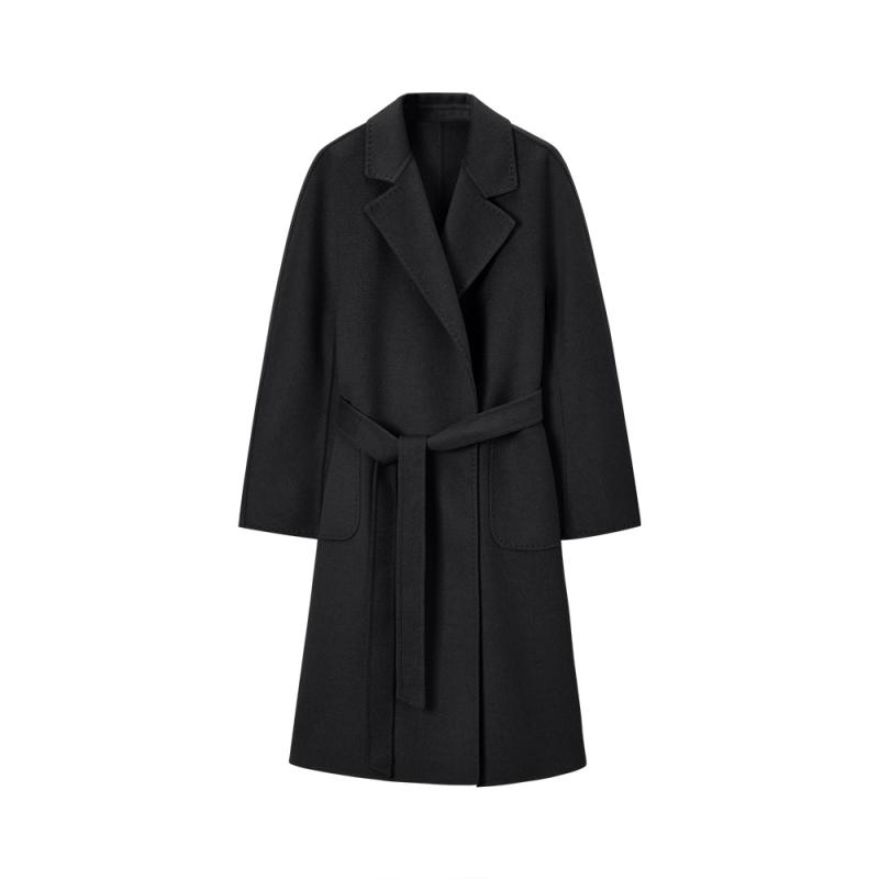 Manteau Long Ceinturé En Drap Double  | Vêtements D'Extérieur Femme Femme Femme